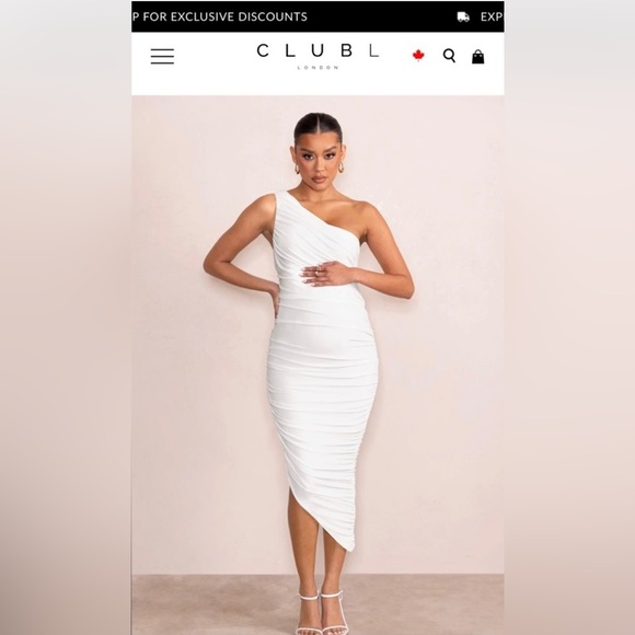 NWT Club L London White Maternity Ruched One Shoulder Midi Dress - Picture 1 of 4
